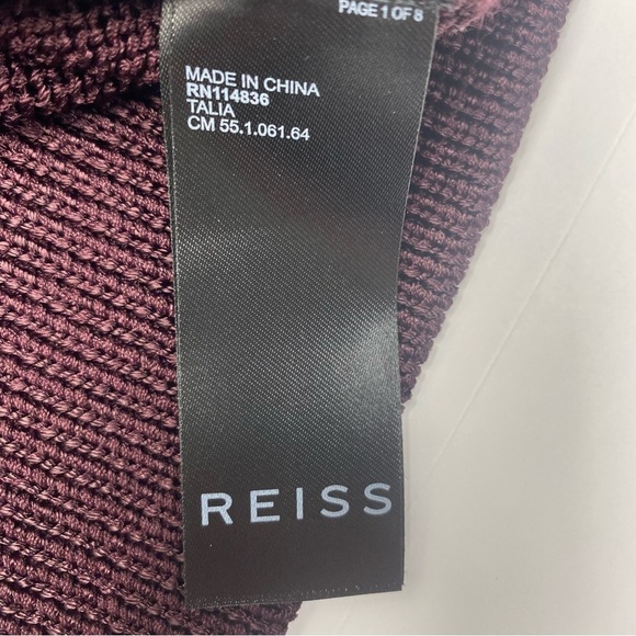 Reiss Women’s Burgundy V-Neck Sweater with white trim XL shoulder pads - Picture 11 of 15
